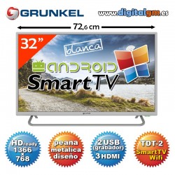 TV 32" LED GRUNKEL "SMART TV" BLANCO (HDready-2xUSBrec-TDT2)