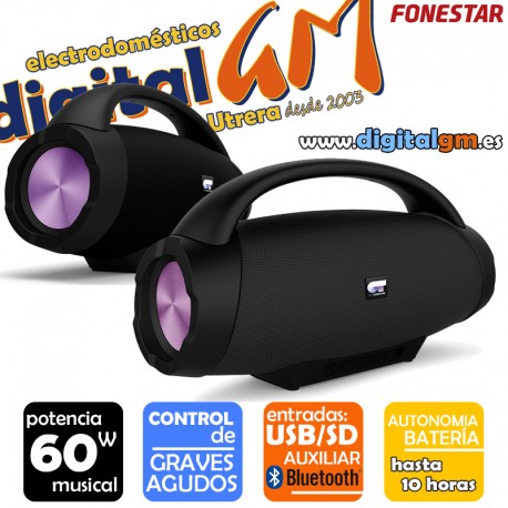 ALTAVOZ FONESTAR ROCKET (60w/BLUETOOTH/MANDO/USB/SD/+ MICRO)