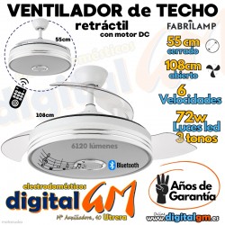 VENTILADOR TECHO 55/108cm "MATANUSKA" FABRILAMP (BLANCO/72w)