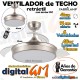  VENTILADOR TECHO 41/91cm "CALA" FABRILAMP (NIQUEL/48w)