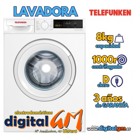  LAVADORA TELEFUNKEN (8kg/1000RPM/D)