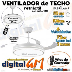  VENTILADOR TECHO 50/106cm HAPOL (BLANCO/72w)